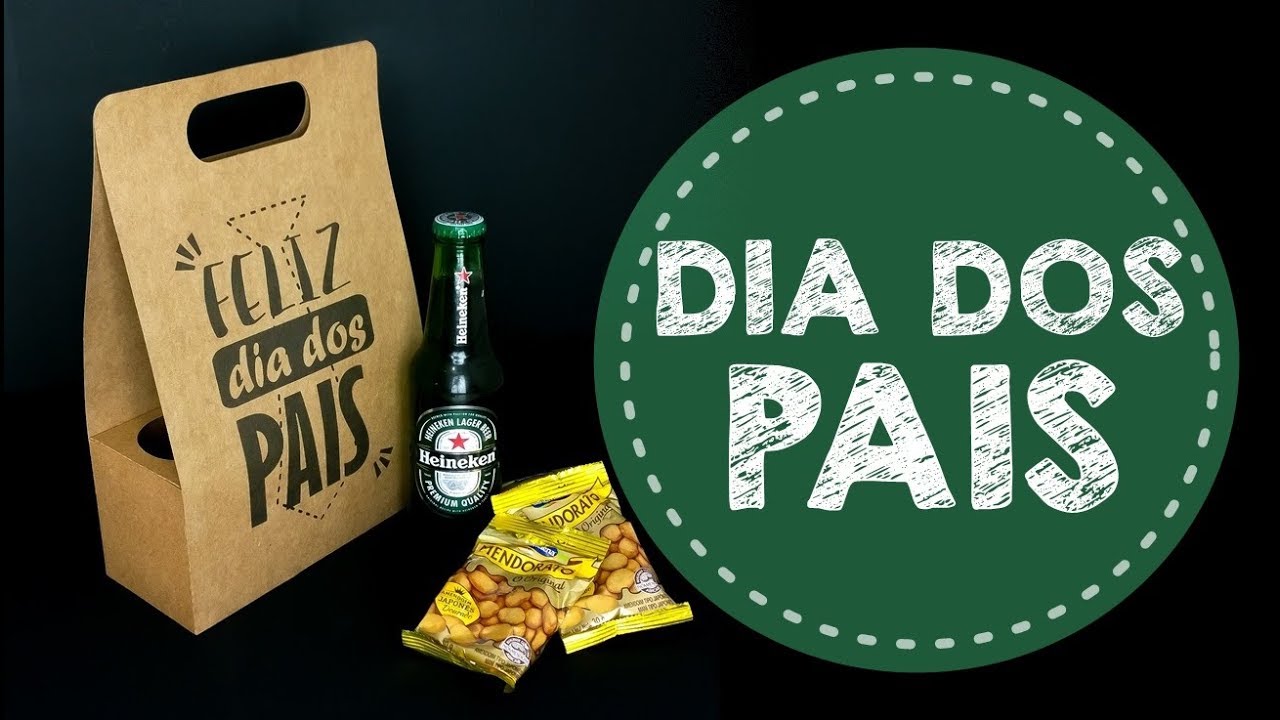 MOLDE GRÁTIS -  DIA DOS PAIS - CAIXA SACOLA PARA CERVEJA E PETISCOS -  PAPELARIA PERSONALIZADA