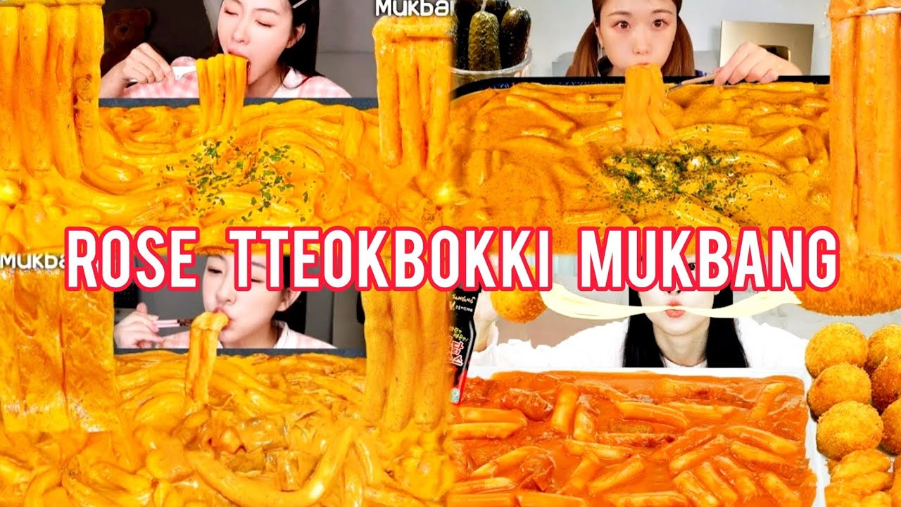 Creamy chewy ROSE TTEOKBOKKI mukbang that made me hungry😭🍜