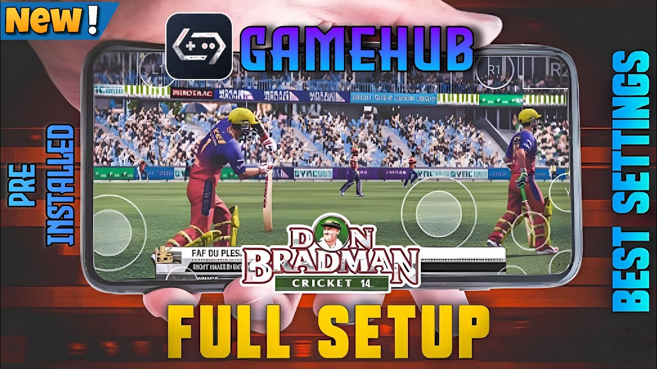 HOW TO PLAY DON BRADMAN CRICKET 14 PC GAME ON ANDROID | FULL SETUP | GAMEHUB  | PRE INSTALLED 