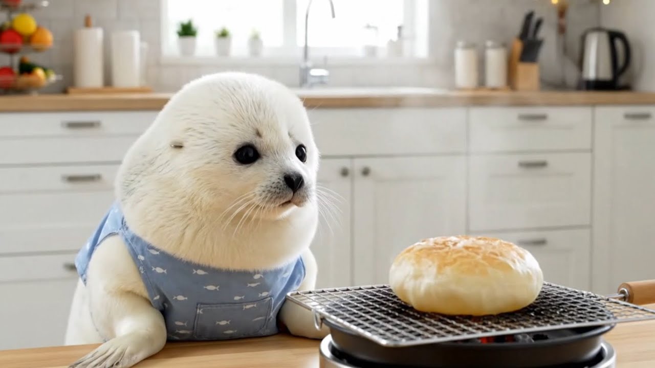 【AI】お正月に赤ちゃんアザラシのもちがお餅つき！？焼いて食べる姿に癒やされる｜Baby Seal Mochi Making and Eating Mochi (Rice Cakes)! 🎍🍡
