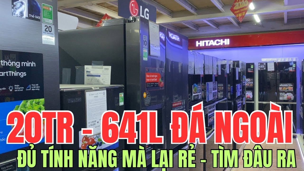 Tủ lạnh có lấy nước ngoài + đá viên, đá xay ngoài - giá 20 triệu, 641 lít BÁN CHẠY dịp tết 2026