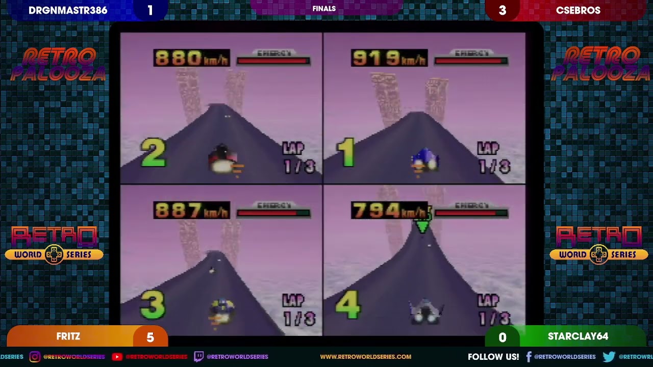 DrgnMstr386 vs CSEBros vs Fritz vs Starclay64 (Finals) - F-Zero X (Nintendo 64) - Retropalooza 2024