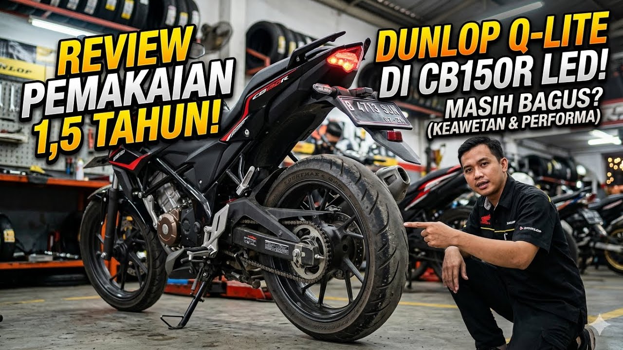 Review pemakaian ban belakang dunlop sportmax Q-lite di cb150r LED setelah 1,5tahun