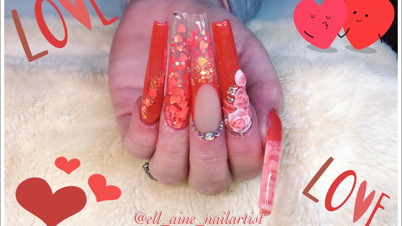 Valentine’s Nail Art💅🏻Easy Beginner’s Glitterbels Acrylic Nail Tutorial💅🏻