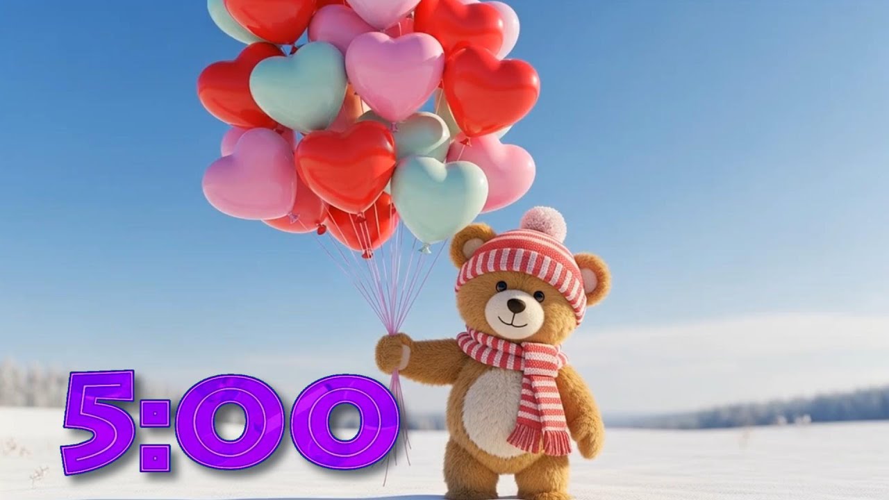 5 Minute Calm Music Timer with The Cutest Valentine Teddy Bear❄️🎈