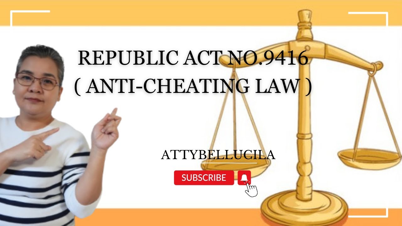 Republic Act No. 9416 or Anti-Cheating Law Pandaraya sa Civil Service Exam) #Anti-Cheating Law