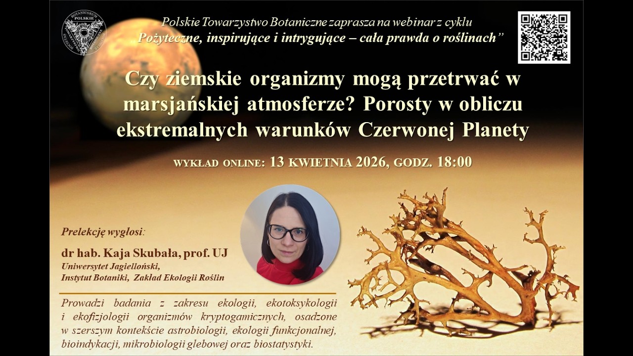 PTB - Webinar 15 - Czy ziemskie organizmy przeżyją na Marsie? Porosty na czerwonej Planecie