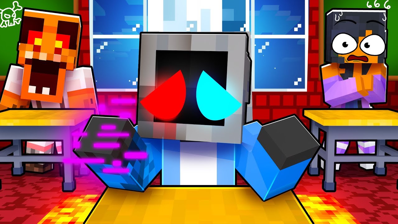 One TeeVee in an .EXE School in Minecraft!