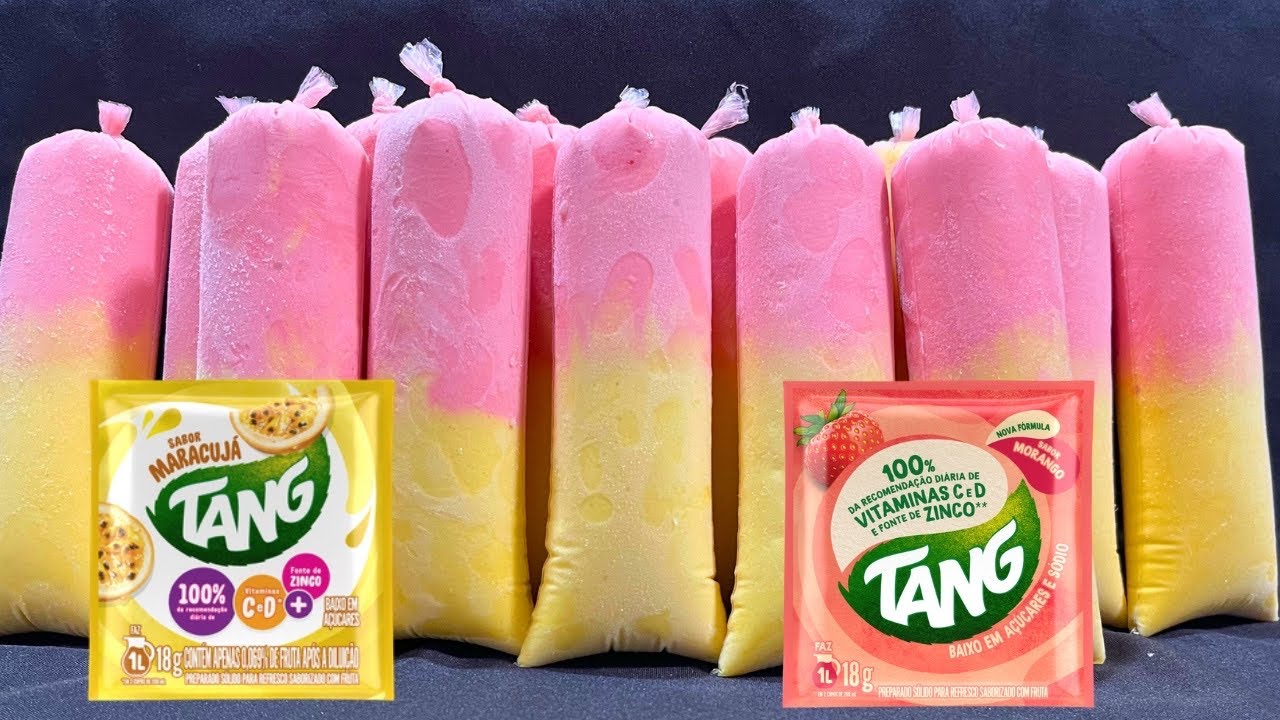 🚨GELADINHO SUPER CREMOSO E ECONÔMICO DE TANG:2 EM 1 MARACUJÁ E MORANGO rápido e fácil