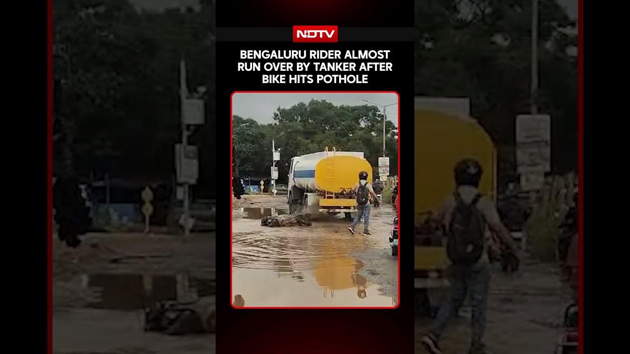 Bengaluru Rider Almost Run Over By Tanker After Bike Hits Pothole