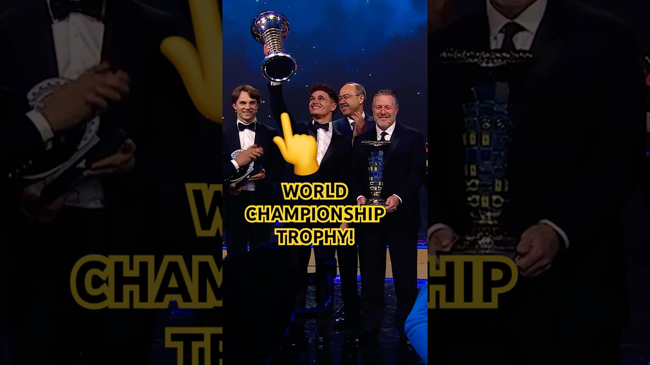 Lando Receives The F1 World Championship Trophy! 🏆