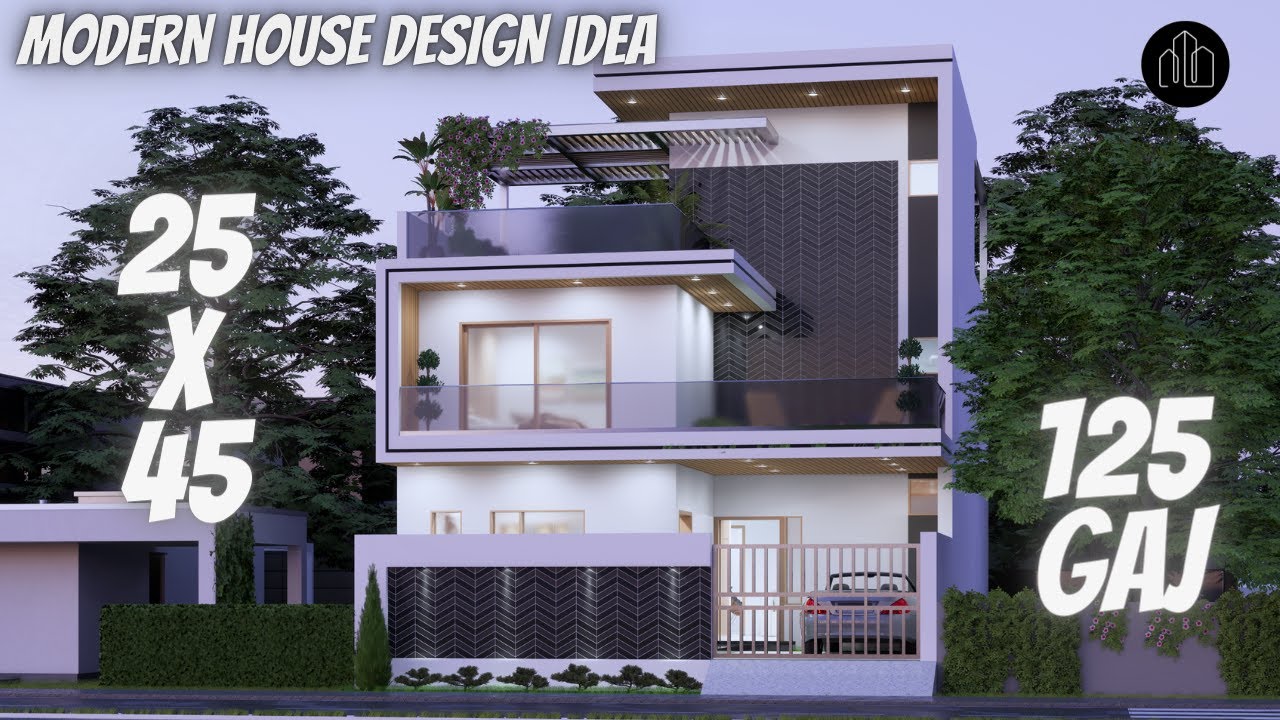 05 | 25'x45' House | 8x14 Meters | 1125 Sqft | 125 Gaj | 3 BHK | Modern Design | Terrace Garden