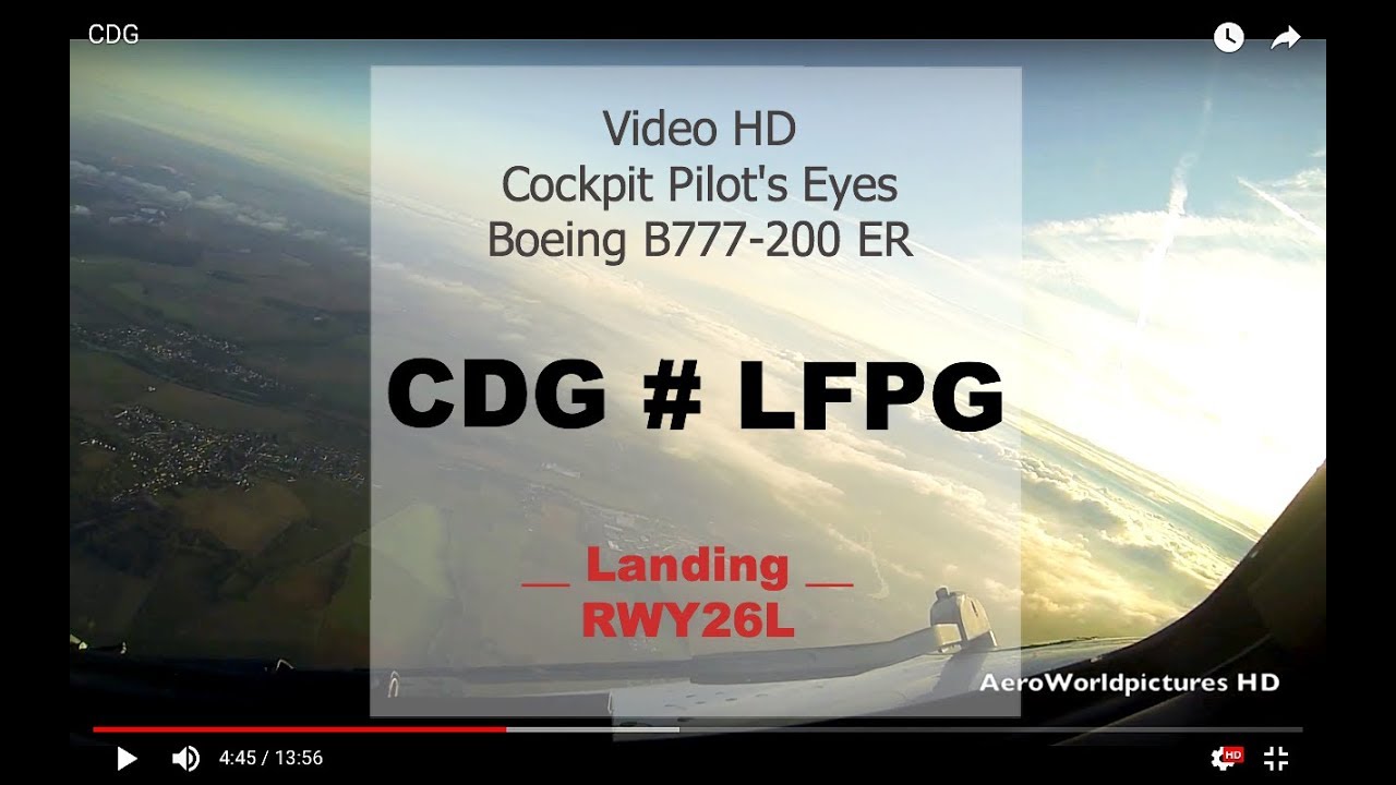 Cockpit | Landing ✈ PARIS ( CDG / LFPG ) France ✈ B772 - RWY26L [HD]