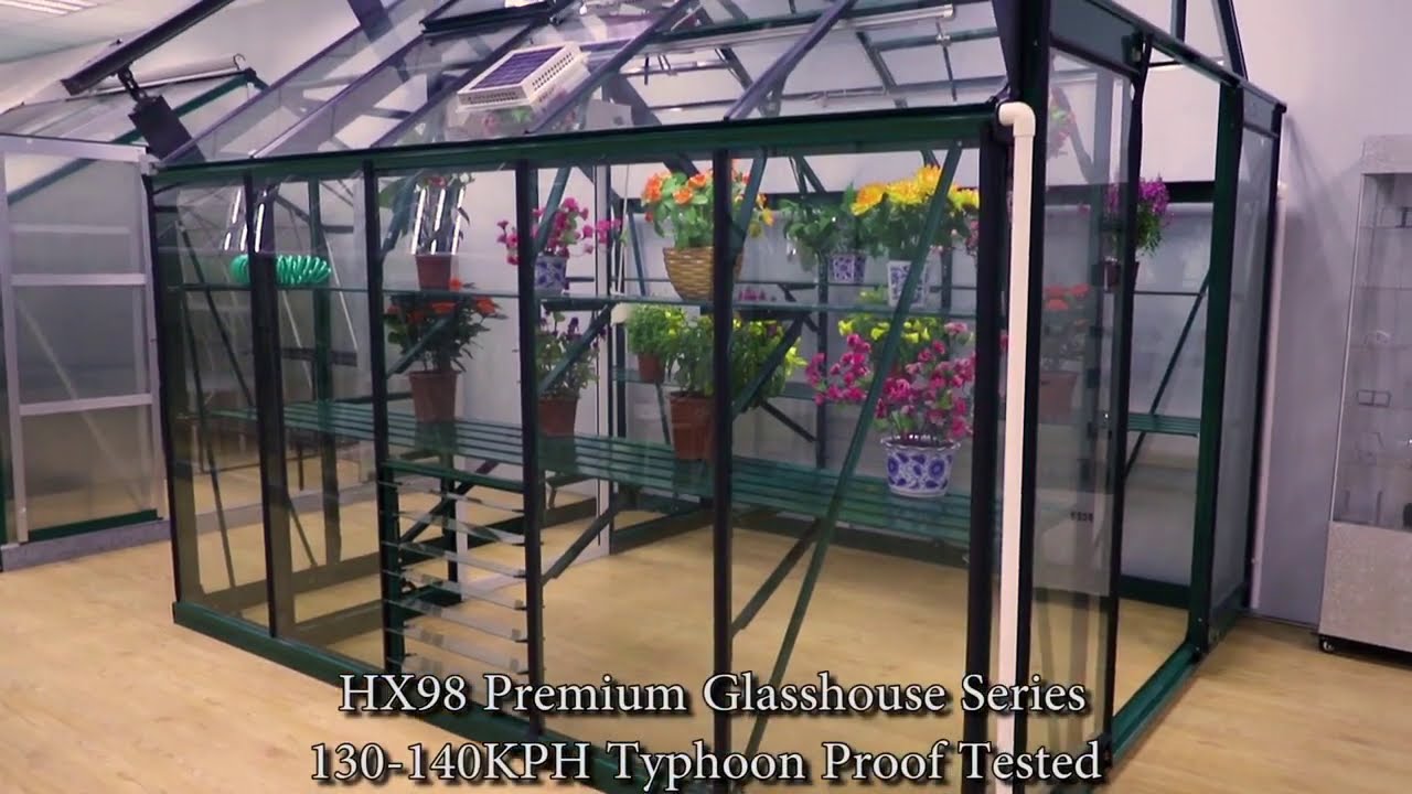 HXGREENHOUSE high quality 4mm tempered glass strong aluminum frame greenhouse