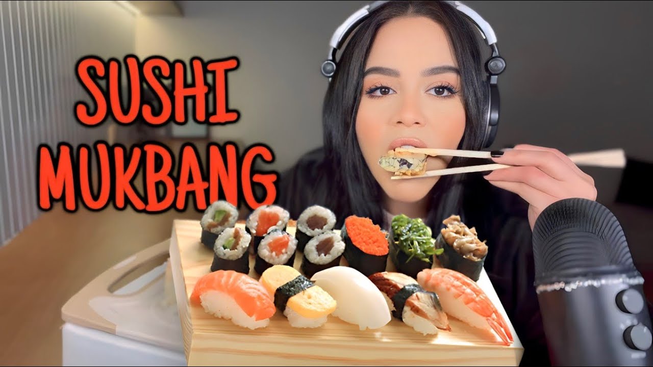 Sushi mukbang 🍣 اتفرج لو عايز تجوع و تنام علي صوت السوشي