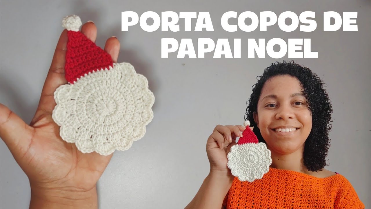 Porta copos de papai Noel de crochê - muito fácil e rápido de fazer - enfeites pro Natal de crochê 