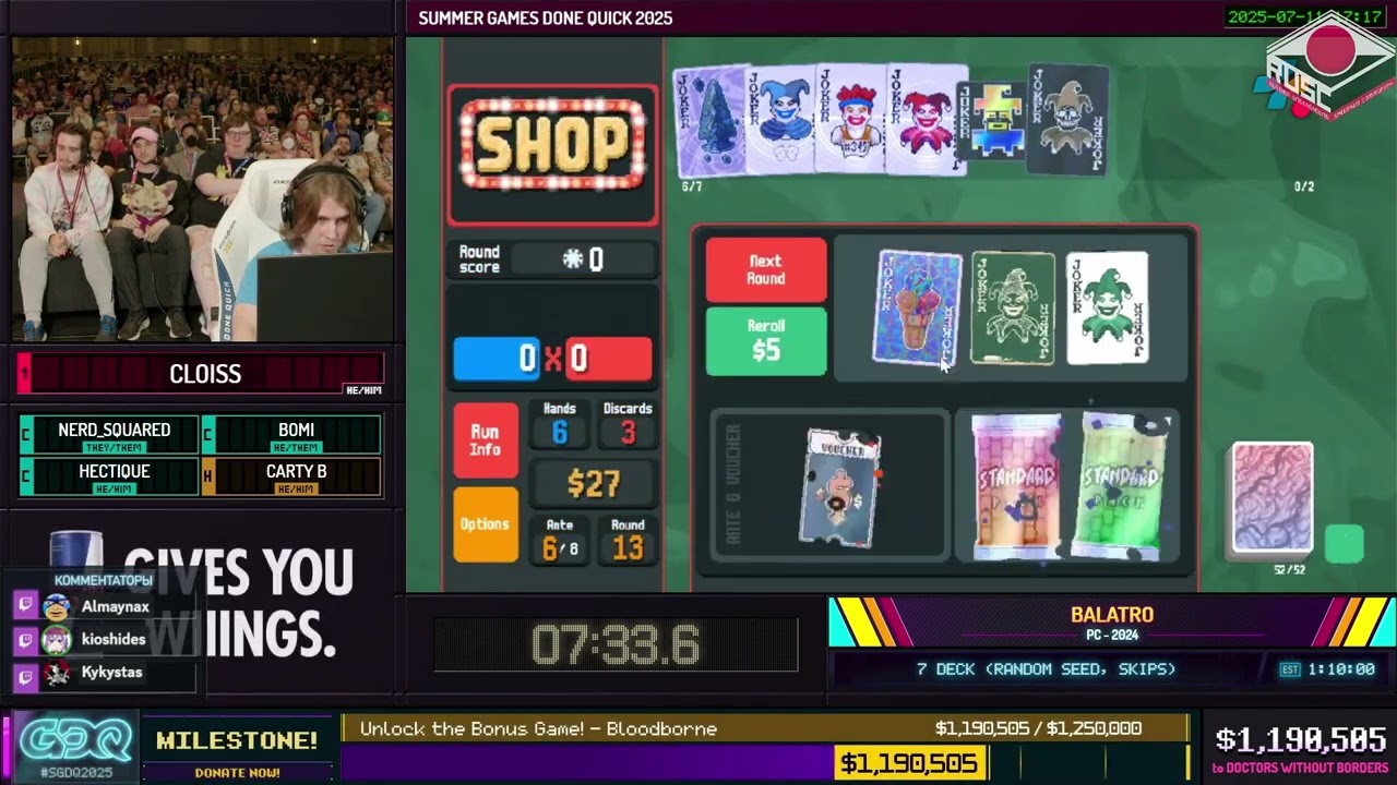 [RU] Balatro [7 Deck (Random Seed, Skips)] от @cloiss - 