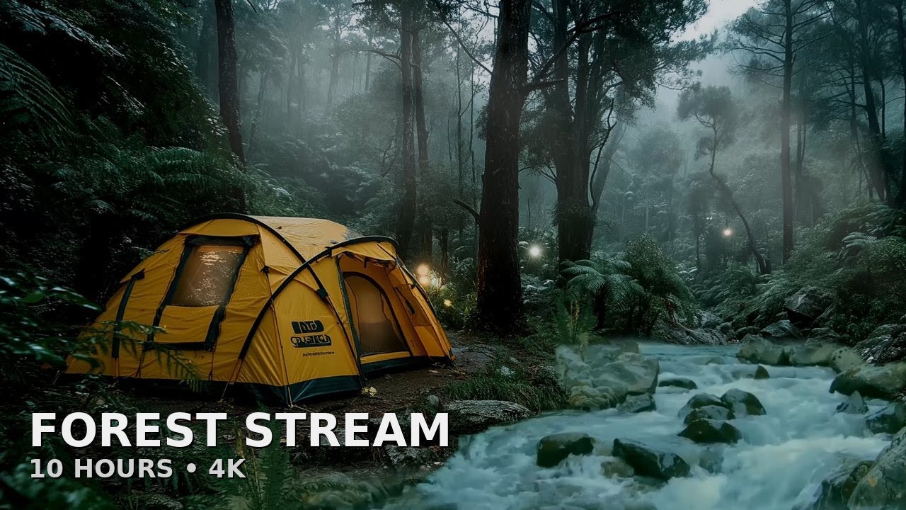 4K Forest Stream & Running Water – Gentle Birds & Nature Sounds | 10 Hours