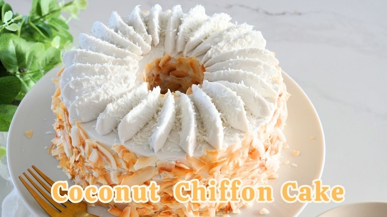 Coconut Chiffon Cake with Coconut Whipped Cream | Easy Tropical Dessert Recipe