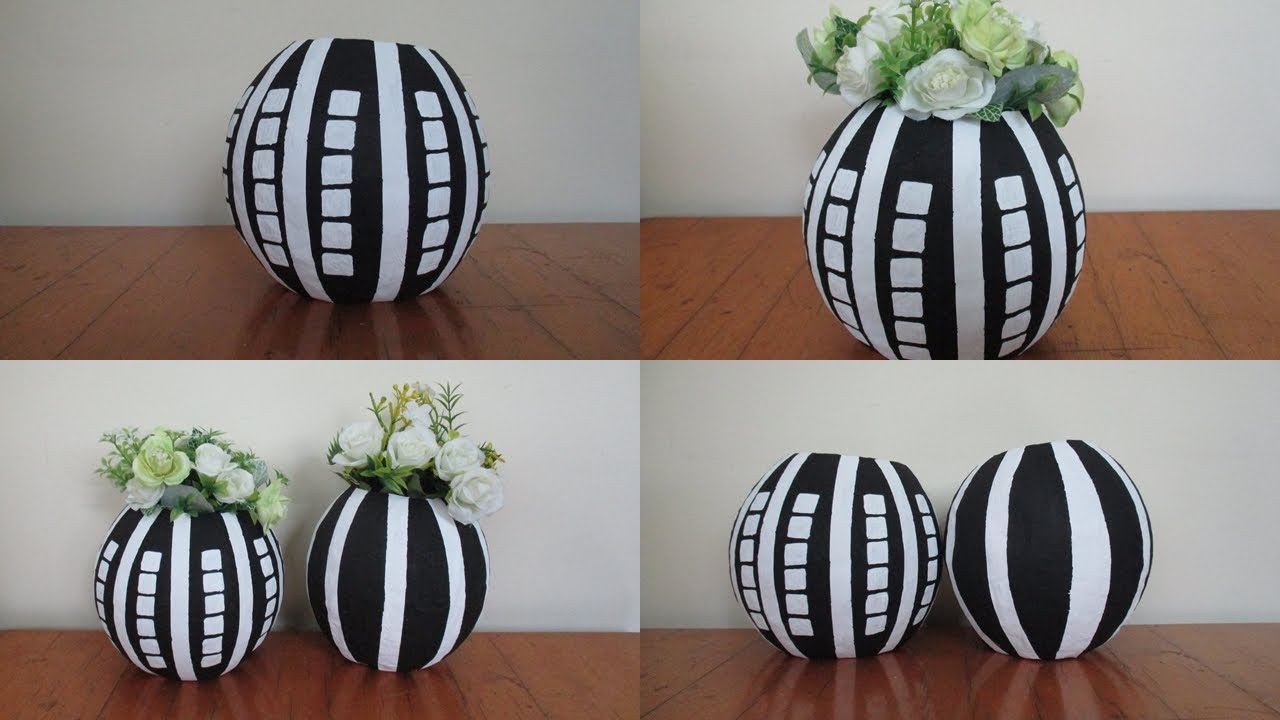 COMO HACER  UN JARRÓN CON GLOBOS Y PAPEL PERIÓDICO - MANUALIDADES