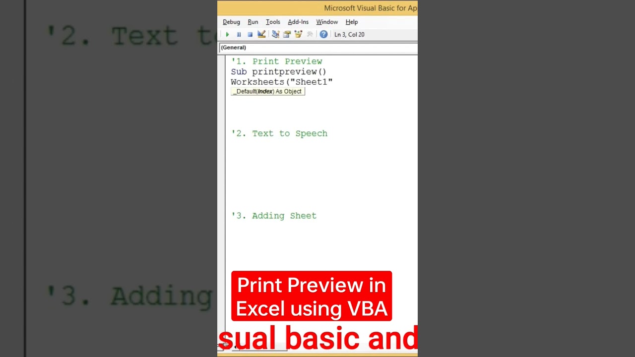 Print Preview Using VBA in Excel. #Neoalltech
