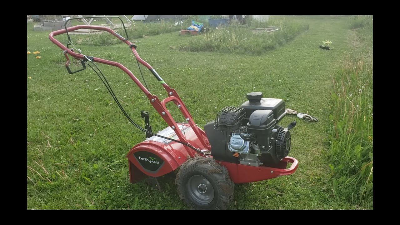 Using the Earthquake Victory Rear Tine Tiller on never before tilled ground