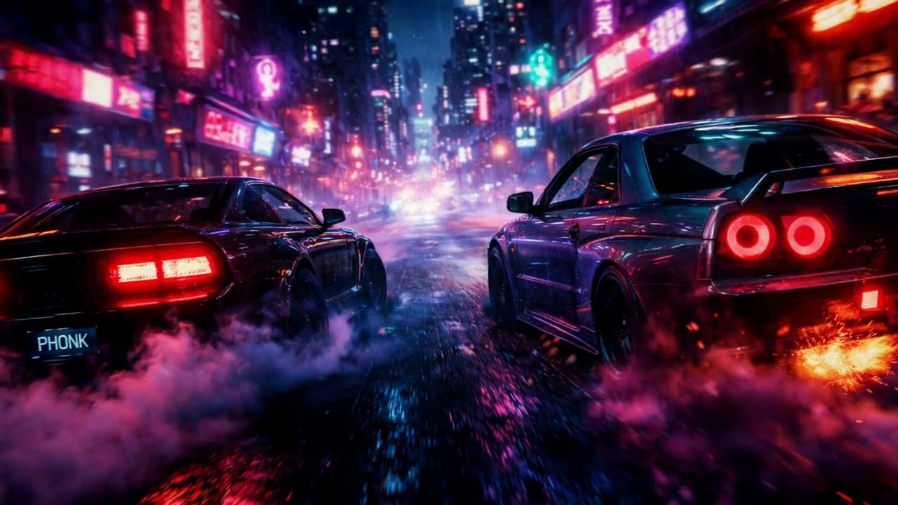 Midnight Ride Neon Lights 🏎️ #phonk #racevibes