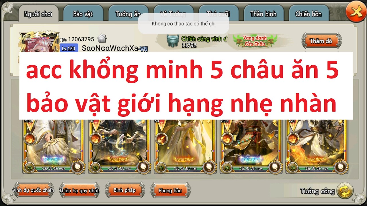 acc khổng minh 5 châu ăn 5 bảo vật giới hạng nhẹ nhàn
