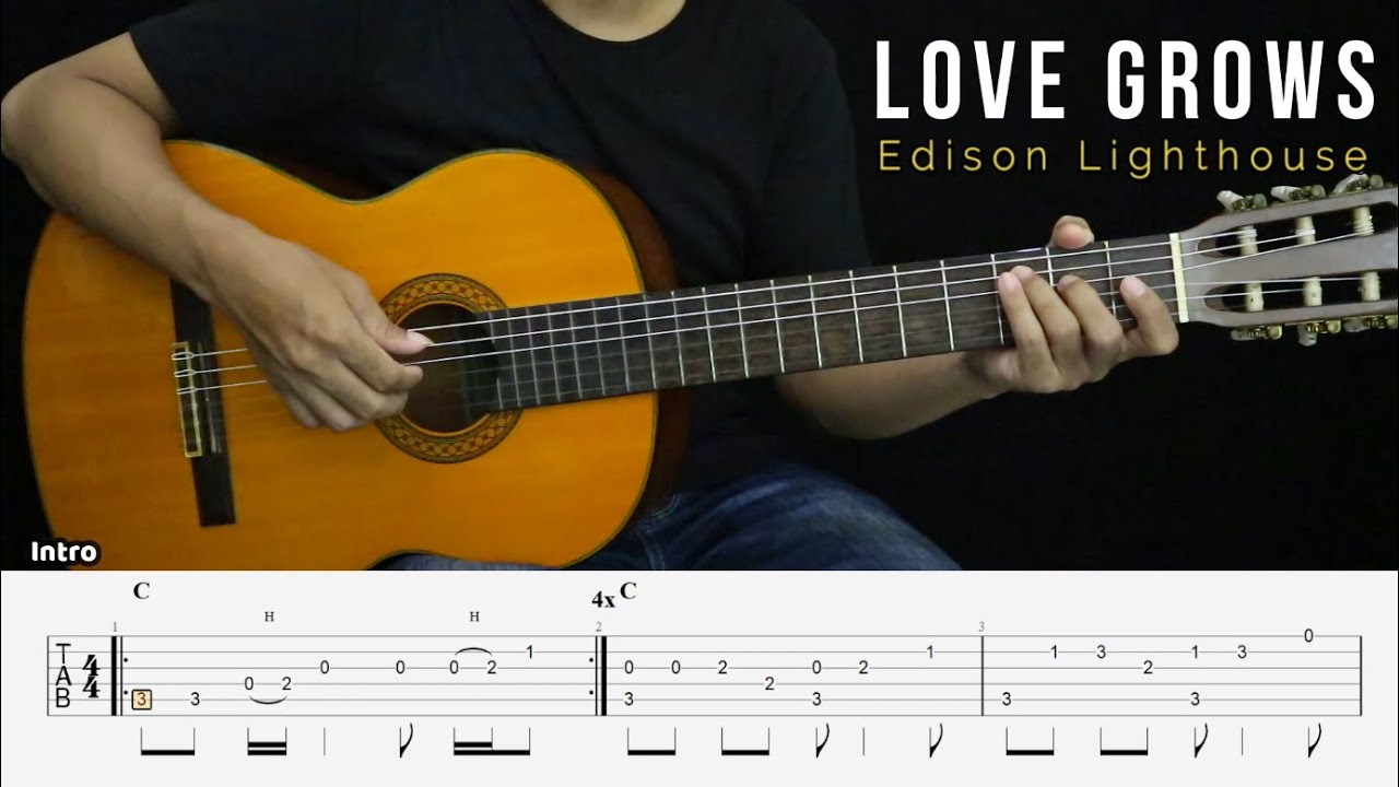 Love Grows - Edison Lighthouse - Fingerstyle Guitar Tutorial + TAB & Lyrics