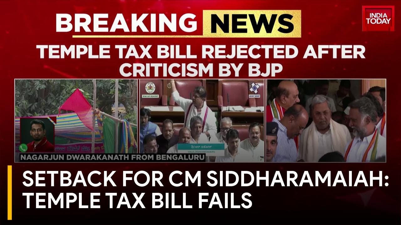 Karnataka's Temple Tax Bill Fails in Legislative Council Amid BJP Criticism | India Today
