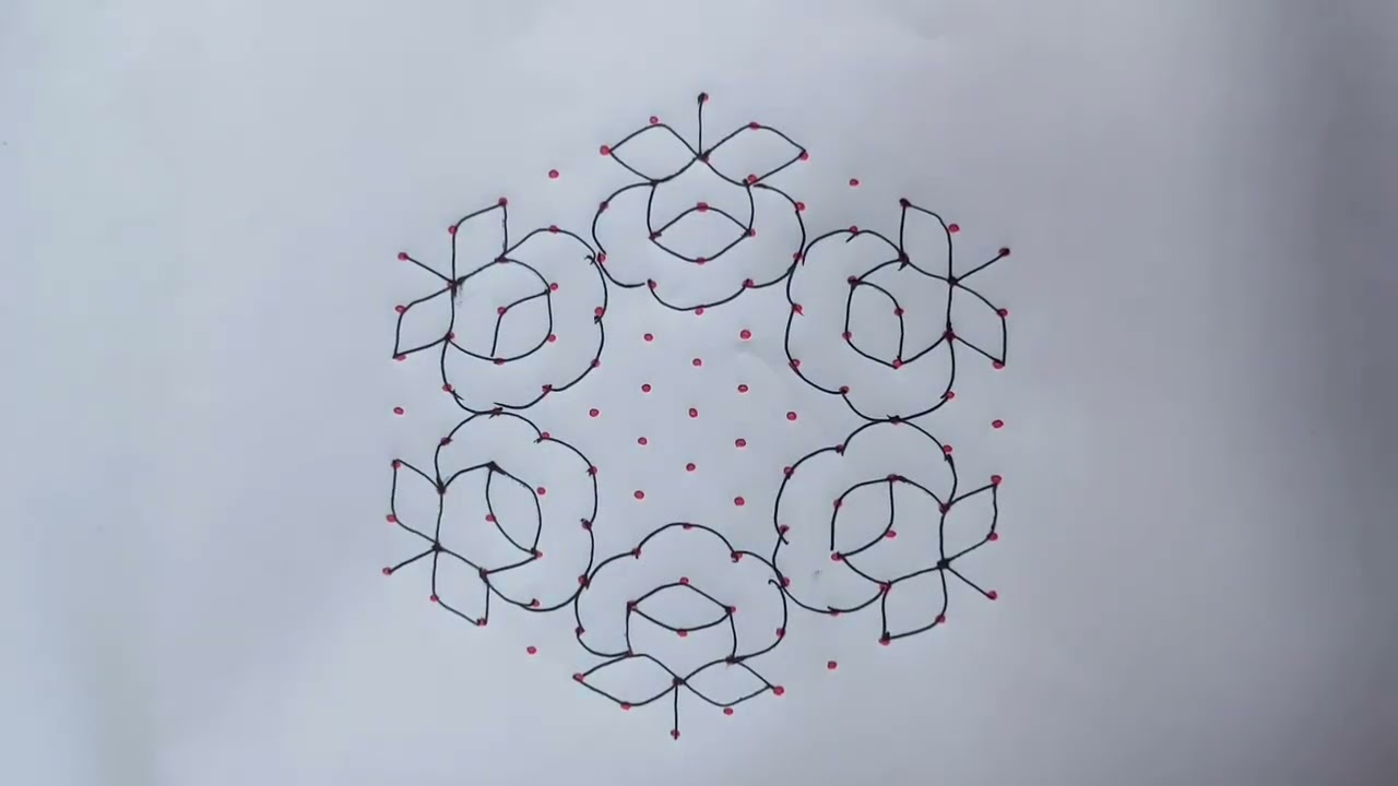 13*7 dots easy rangoli design | simple rangoli | muggulu | simple kolam | #trending #viral #art 