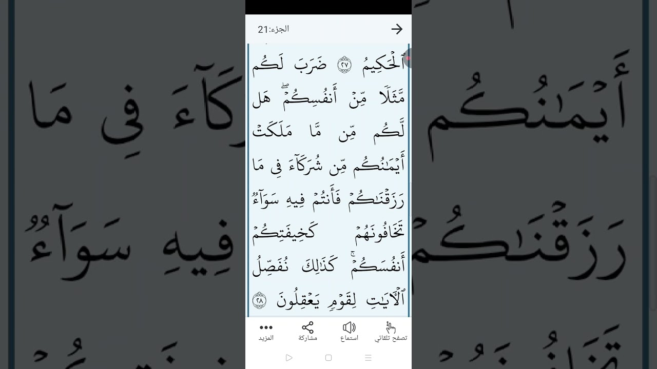 سورة  الروم  بالتجويد المبسط والتلاوه الصحيحه الصفحه (٤٠٧) آيه (٢٨)