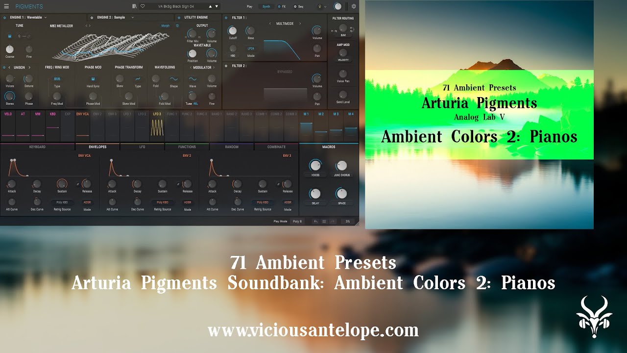 Arturia Pigments Presets | Vicious Antelope - Ambient Colors 2: Pianos - Ambient Music Synth Presets