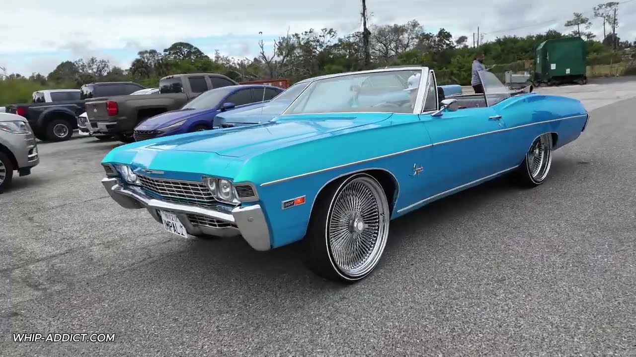 Turbo 2JZ Motor Swapped 1968 Impala Convertible! Custom Blue Paint and Chrome Ds!