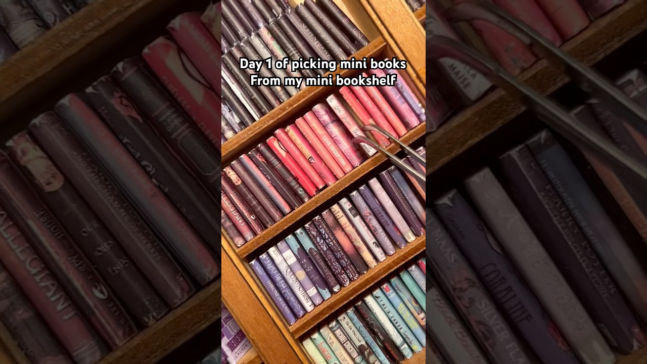 Day 1 of picking mini books from my mini bookshelf 🤩📚🤲 #miniature #asmr #dollhouse