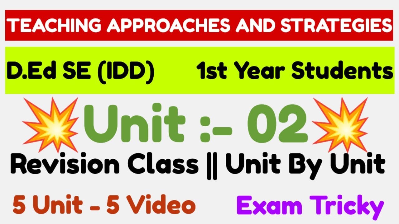 D.Ed Special Education (IDD) | Paper 06 | Unit 02 revision | 1st Year Students
