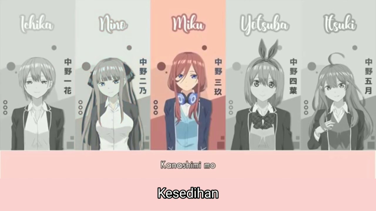 Gotoubun no Hanayome Opening - Gotoubun no Kimochi Full Version (Color Code) + subtittle indonesia