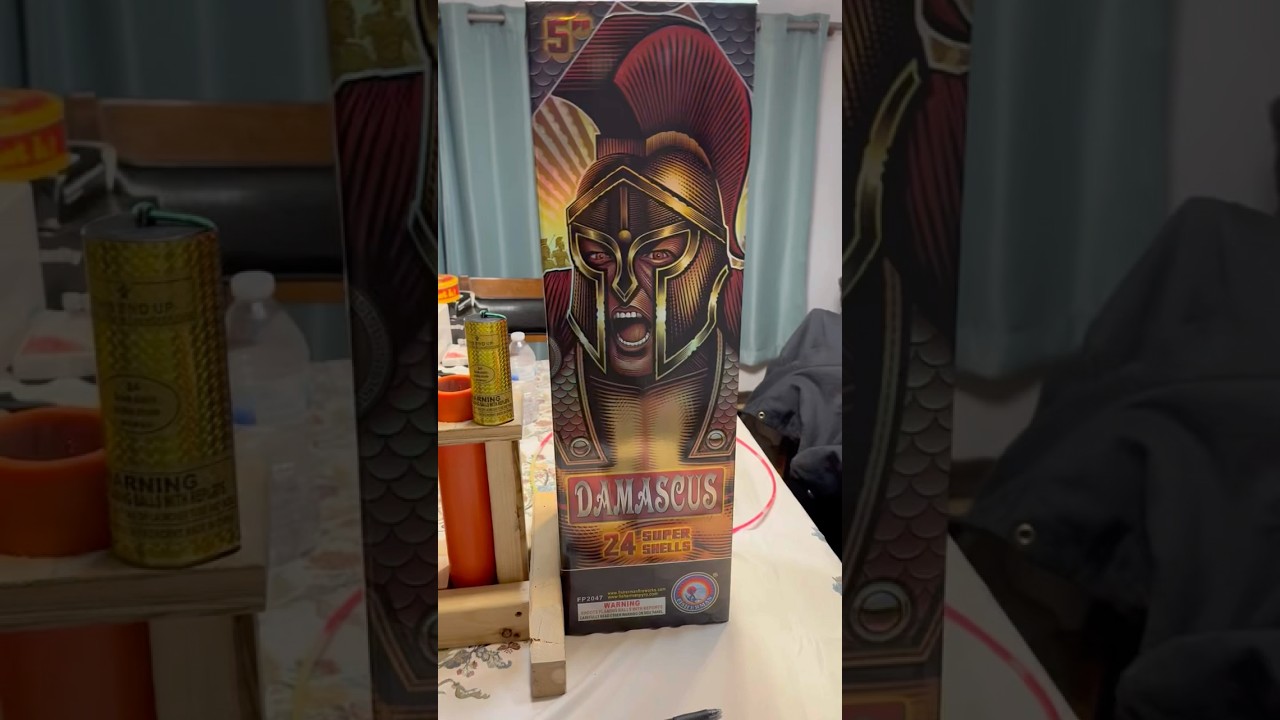 Damascus 5” canister firework by  Fisherman