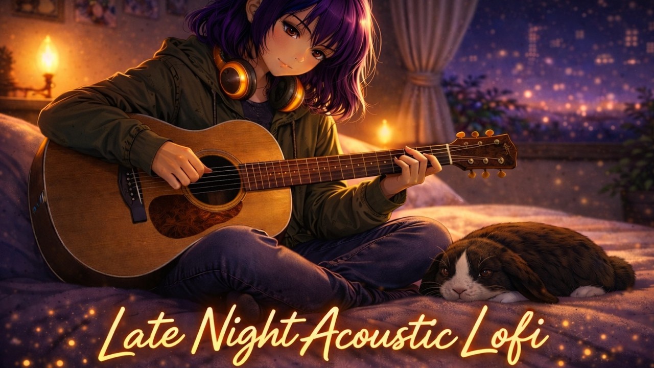 Late Night Acoustic Lofi Session🌙🎸🐰 Chill Guitar Lofi to Relax, Study & Sleep