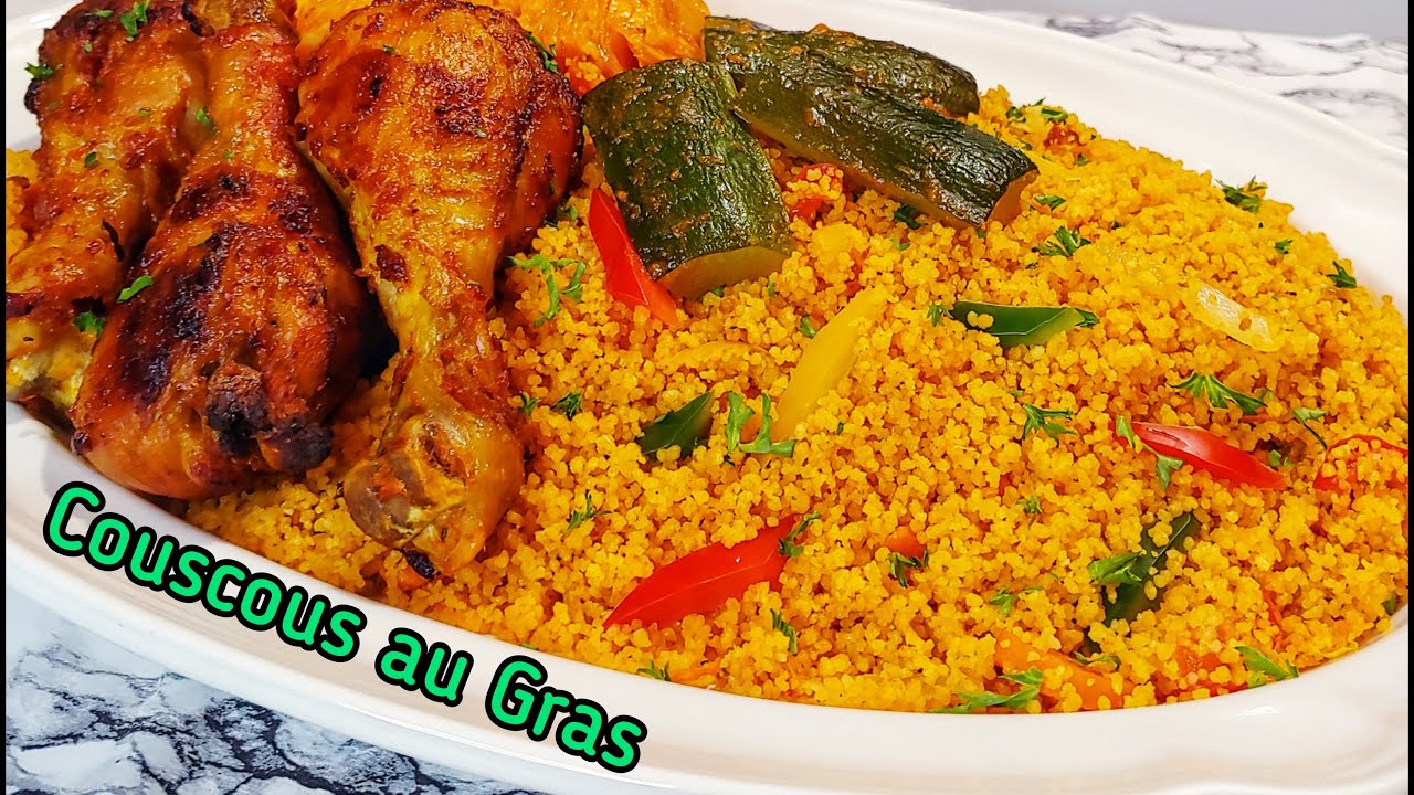 Couscous au Gras & Poulet braisé || Jollof couscous & baked chicken