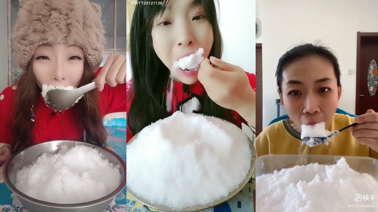FLUFFY WHITE SOFT POWDERY SPOONFULS & CHUNKS ICE EATING ASMR | FREEZER FROST & SHAVED ICE