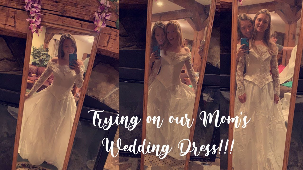 Trying on our Mom's Wedding Dress!! | A+R Wedding Series