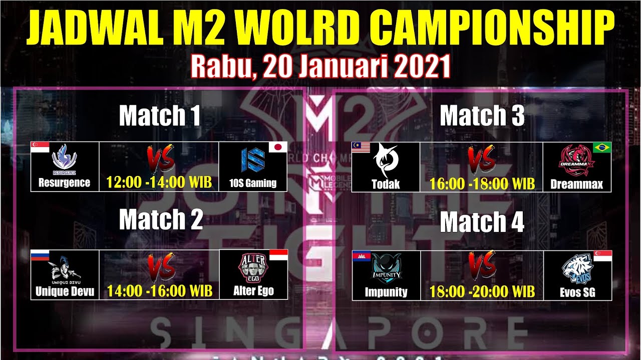 JADWAL M2 MOBILE LEGEND 20 JANUARI 2021 WORLD CHAMPIONSHIP