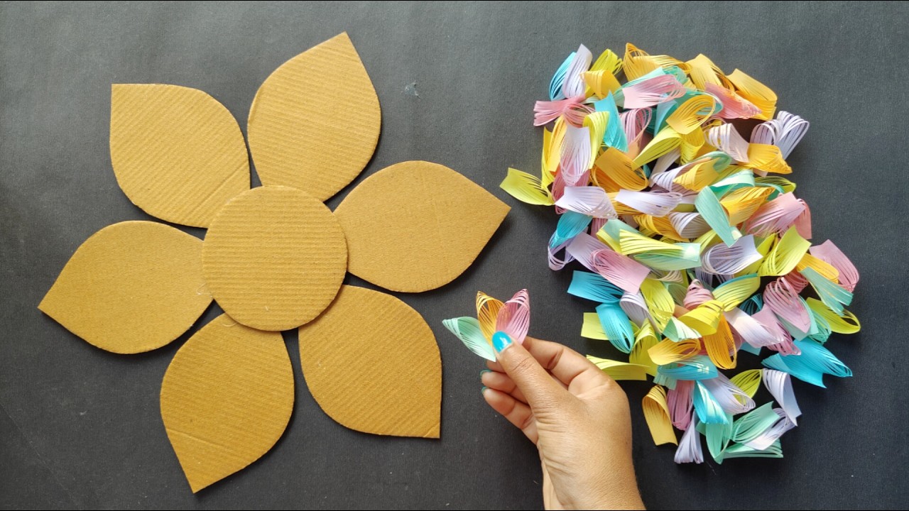 Уникальные и простые идеи для настенного украшения из бумажных цветов || Поделки из бумаги для ук...