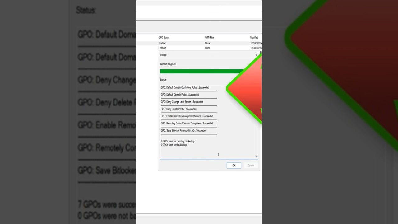Резервное копирование и восстановление групповых политик с контроллера домена на Windows Server 2025
