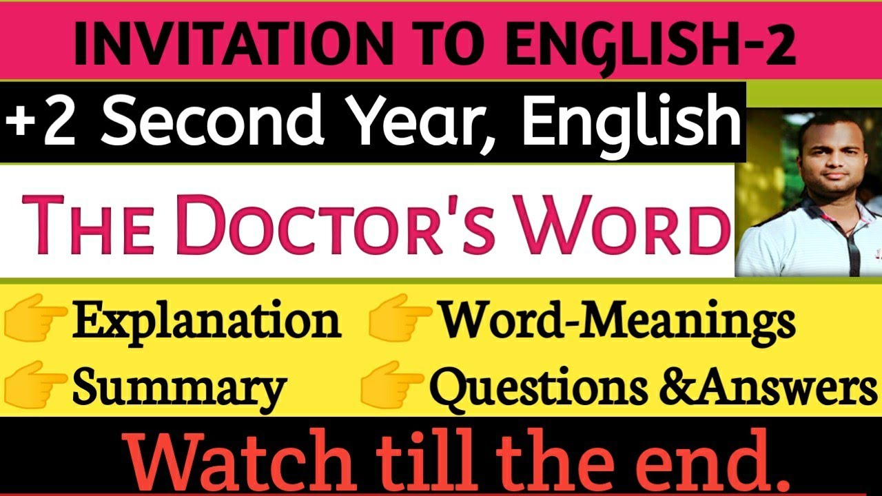 🔴THE DOCTOR'S WORD, INVITATION TO ENGLISH -2(+2 Second Year )