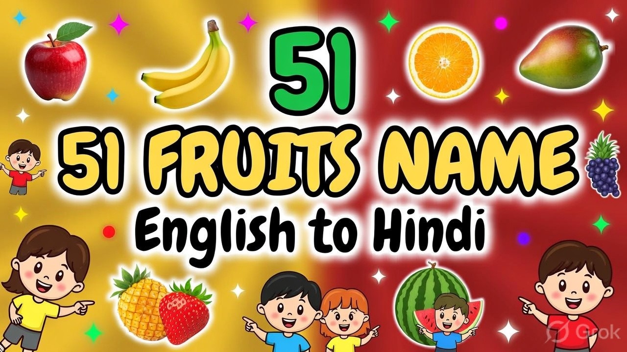 51 Fruits Name with Pictures | Fruits Name in English to Hindi | 51+ Fruits Name for Kids