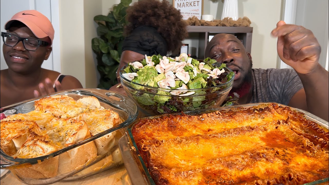 GOD IS BRINGING FAMILIES TOGETHER AGAIN..| CHEESY LASAGNA| CHEESE BREAD| MUKBANG EATING SHOW!
