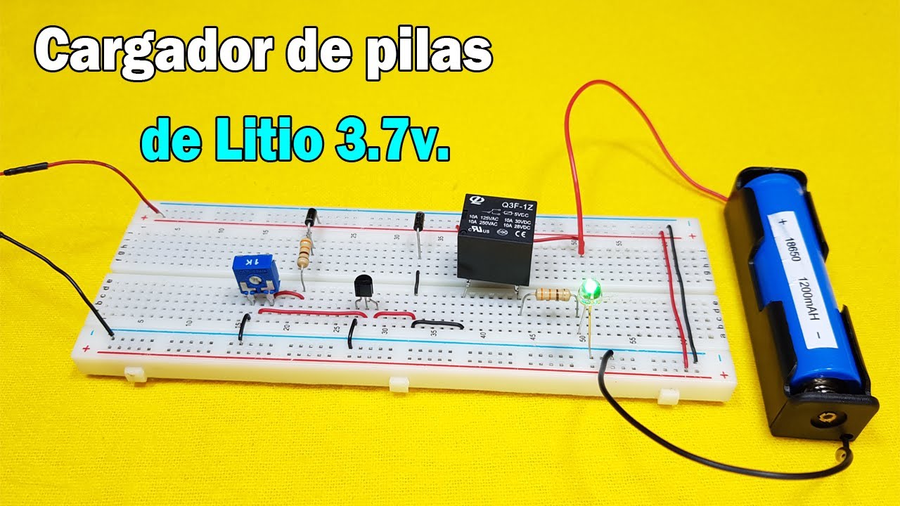 Cargador de pilas de litio 3.7v , pilas recargables | Circuito casero | En protoboard.