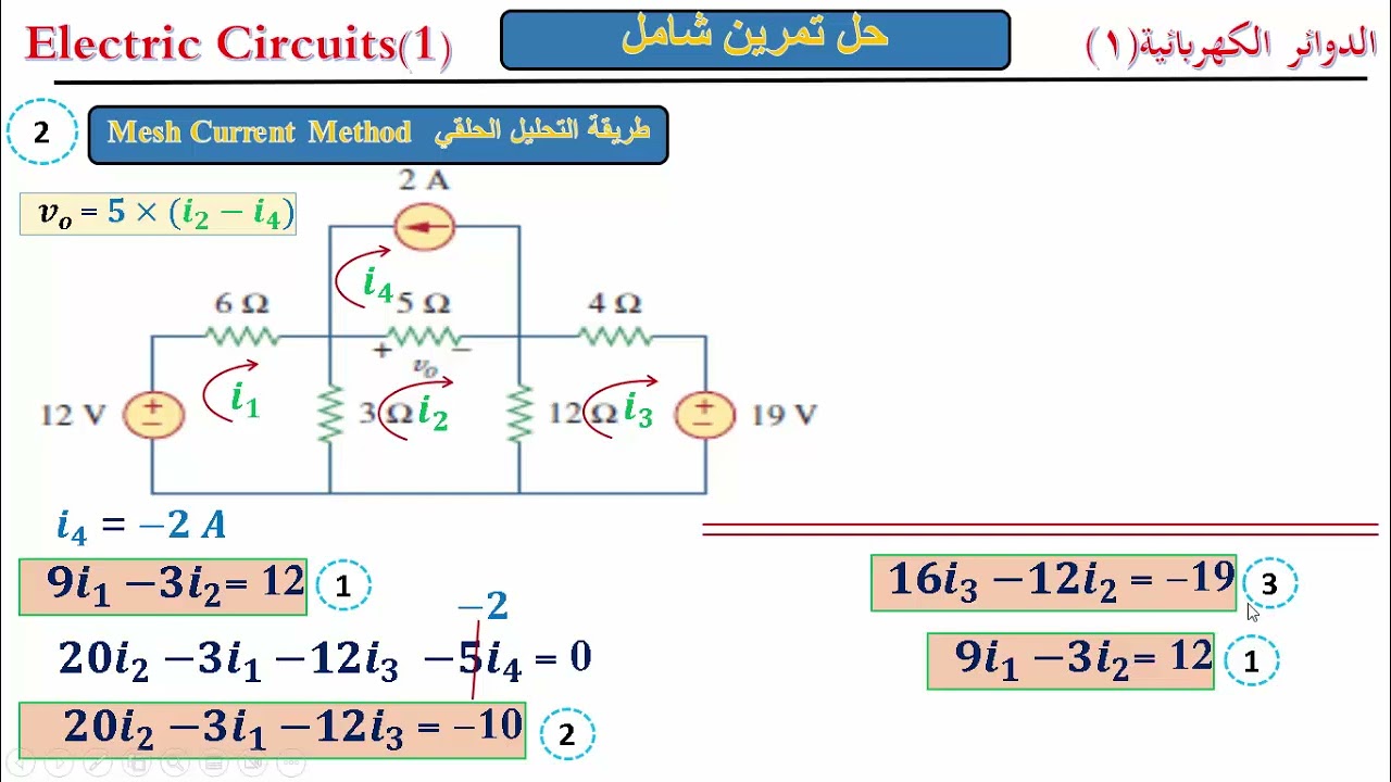 دورة تحليل الدوائر الكهربائية(21)| حل تمرين شامل بجميع طرق التحليل التي درسناها في الدورة